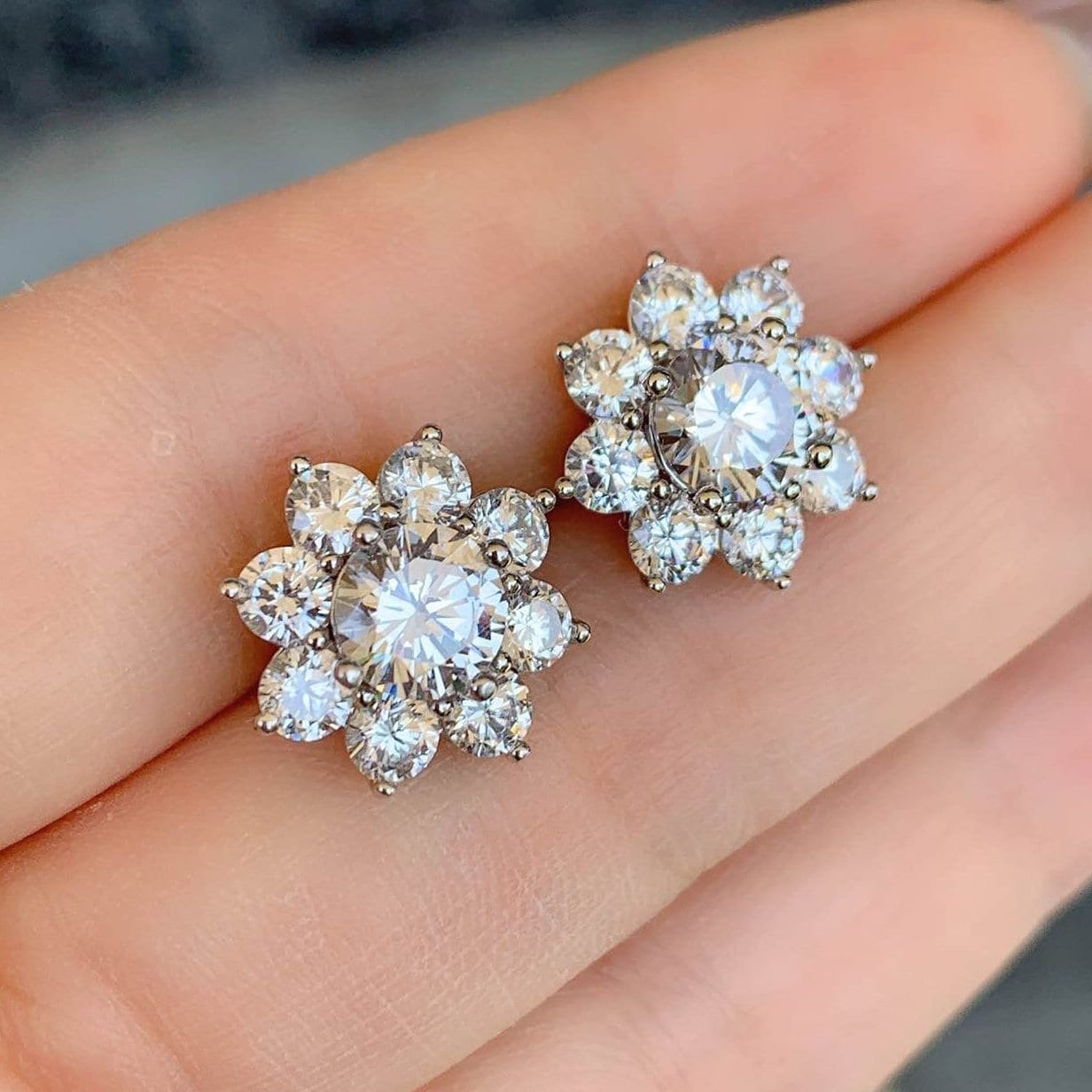 Stunning High Quality Imitation Diamond Earrings 18K White - Etsy