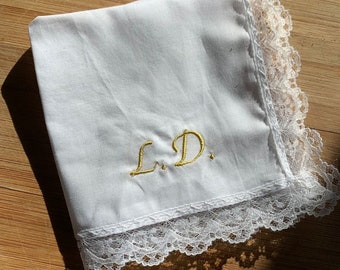 Personalisiertes Taschentuch | Geschenkumschlag inklusive | Initialen bestickt | Taschentuch | Personalisierte Hankie | Geschenkkarte inklusive