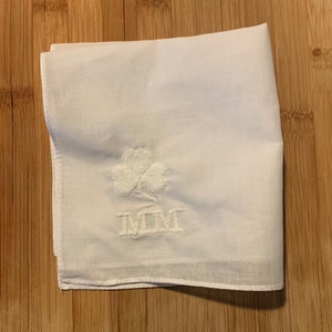 Personalized Handkerchief | Reflective Clover | Gift Envelope Included | Initials Embroidered | Handkerchief | Personalized Hankie