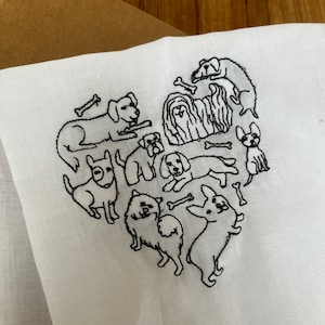 I love you dogs | Personalized Handkerchief | Dog Heart | Gift Envelope Included | I Woof You Dog Heart