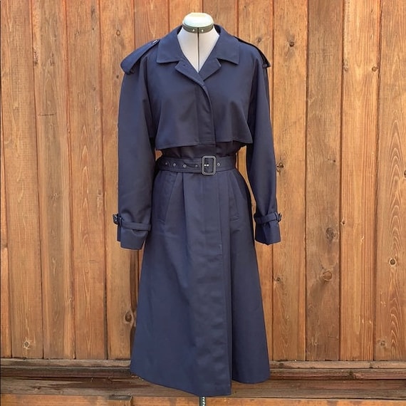Vintage Navy Blue Trench Coat