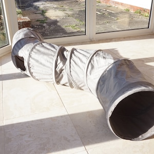Grey Curved Tunnel | Boredom Breaker Toys | Tunnel with Peak Hole for Rabbits, Guinea Pigs, Chinchillas & Small Pets