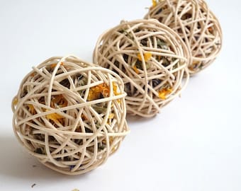 Giocattoli Da Masticare Appesi Per Conigli - Set Naturale Con Erba, Carota, Legno Per Piccoli Animali - Foto 4