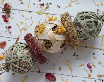 Forage Fun | Palm Leaf, Loofah + Timothy Hay Forage Filled Toy | Natural Boredom Breakers for Rabbits, Guinea Pigs, Chinchillas & Small Pets