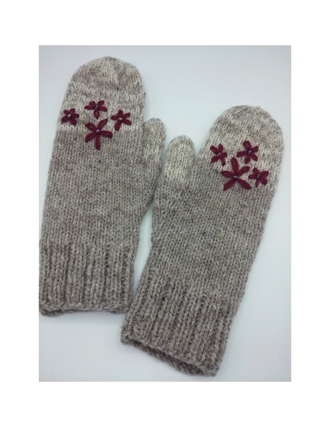 Handknit Embroidered Mittens Made in Vermont Etsy