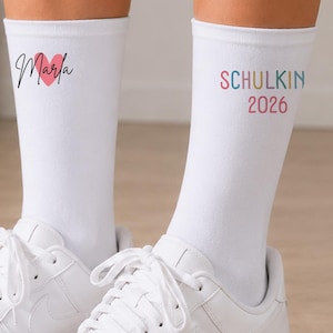 Bügelbild Schulkind 2026 personalisiert mit Name | Socken Sticker Einschulung | DTF Transfer für Schulsocken | Einschulung Geschenk