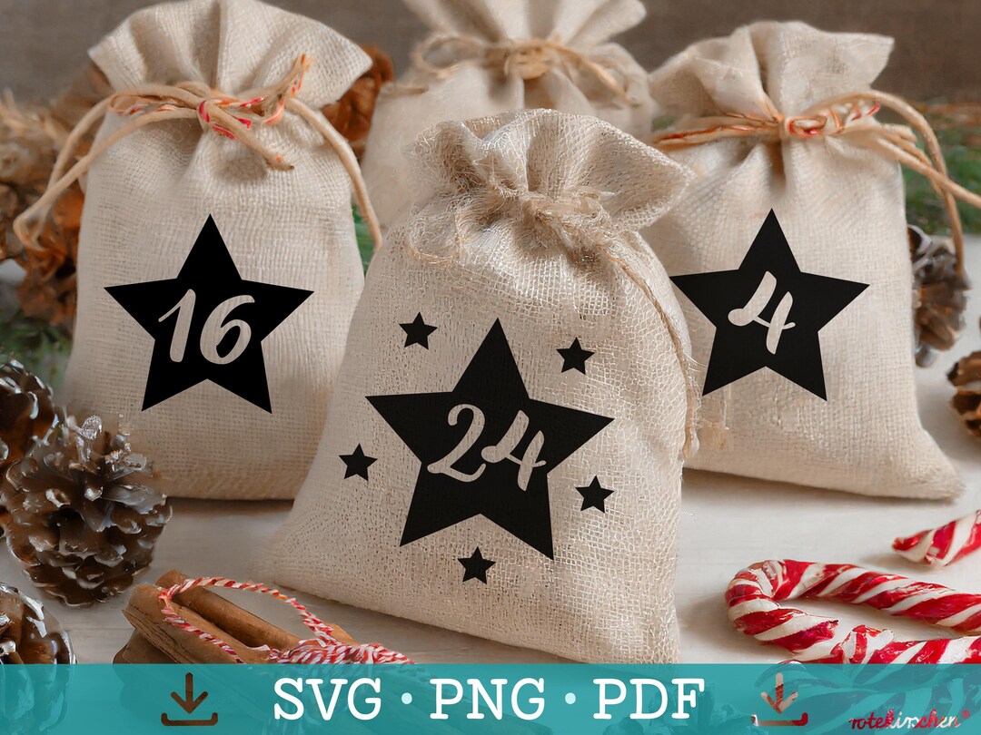 Advent Numbers With Stars | SVG PNG PDF | Plotter File, Laser File for ...