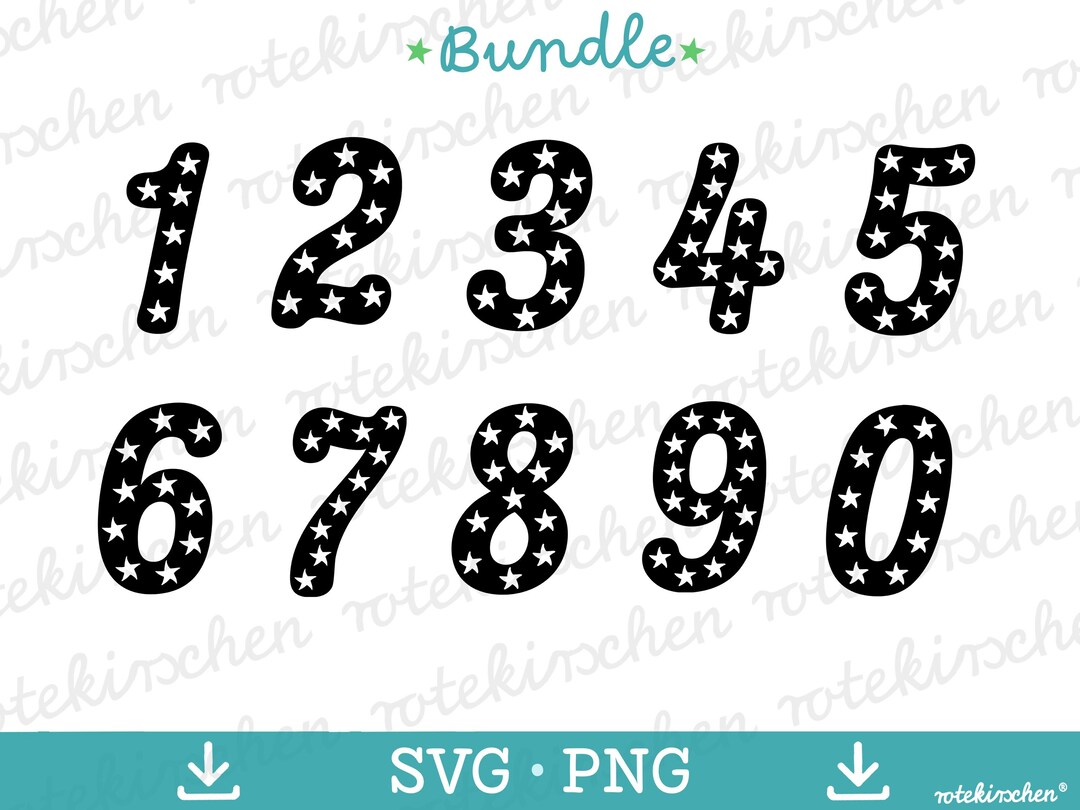 Examples For File Number Pattern Numbers Bundle 0-9, SVG & PNG Plotter File | Numbers With Starfish ...
