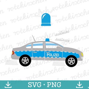 File plotter SVG/PNG di auto della polizia, decorazioni per feste di compleanno a tema polizia, inviti | per Cricut Silhouette