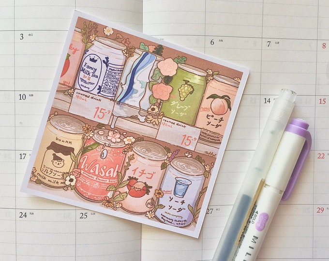 Soda Can Shelf Art Print: Kawaii Anime Food