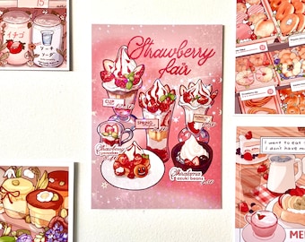 Strawberry Fair Parfait Kawaii art print