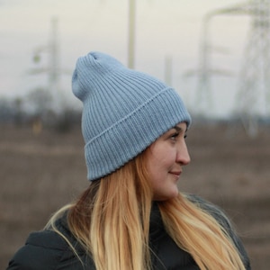 Hand knitted winter warm merino hat for gift to her or him.