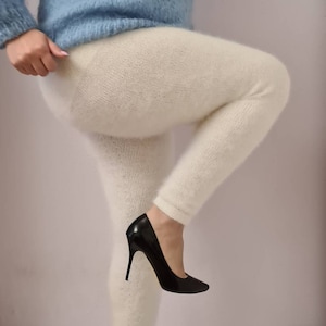 White fuzzy leggings clearance