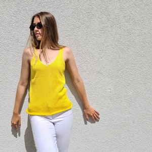 Gelbes Tank Top aus Bio-Baumwolle aus der Ukraine