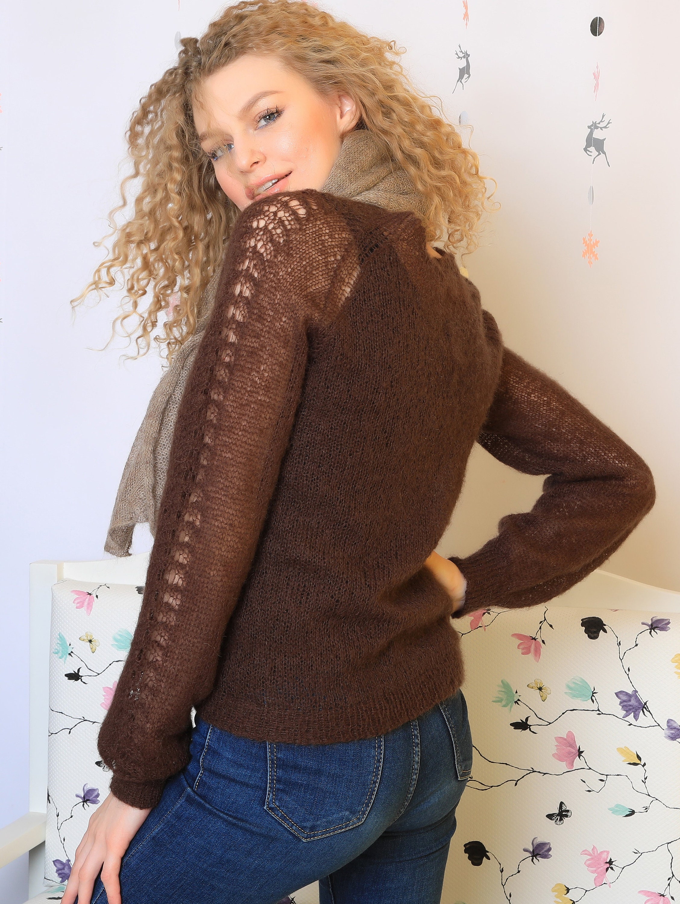 Pattern for Knitting Mohair Jumper / Sweater With Decorative Etsy UK