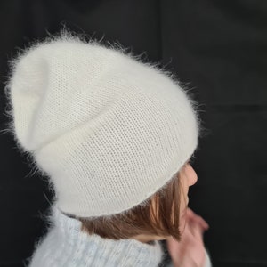 Knitted warm angora hat fluffy and warm beanie for women gift from Ukraine