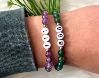 Angel Numbers Bracelet 12 types semiprecious stones crystals rose quartz aventurine labradorite howlite carnelian sodalite