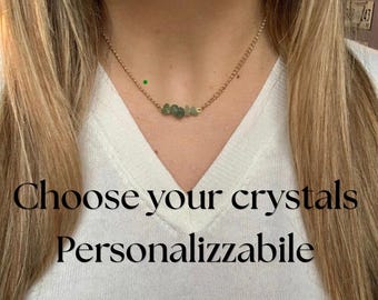 Personaliseerbare ketting met meer dan 20 soorten halfedelstenen: staal, goud, zilver, amethist, aventurijn, zwarte onyx, carneool, fluoriet en malachiet. Een verfijnd cadeau.