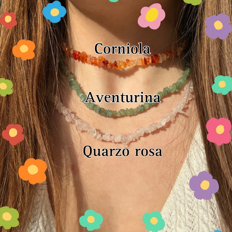 Natural stone 16 types necklace steel carnelian aventurine amethyst pink quartz sodalite unakite fluorite onyx gift witchcraft dainty image 5