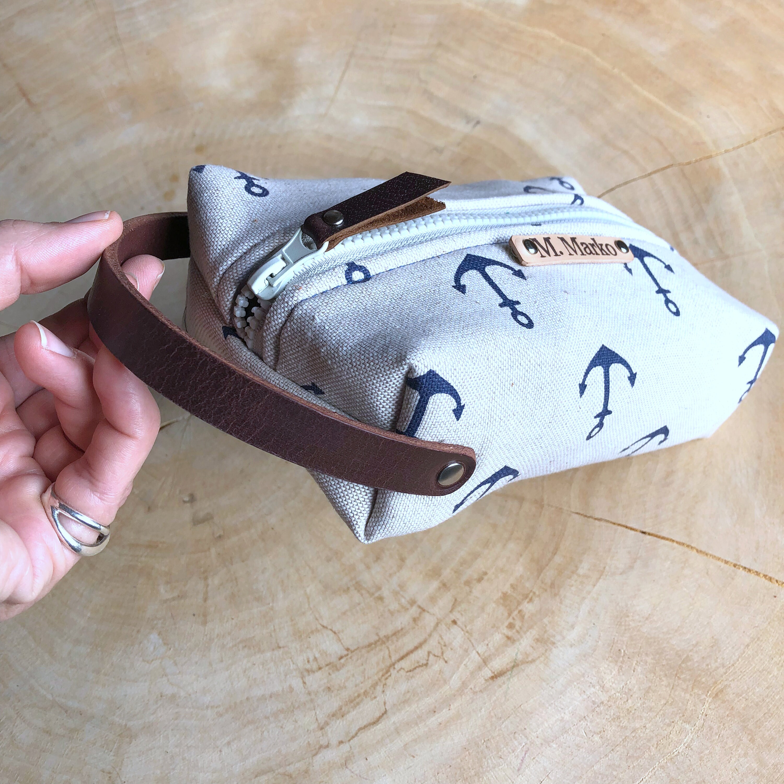 Wool felt cosmetic bag in two sizes Color Brown anthracite Etsy