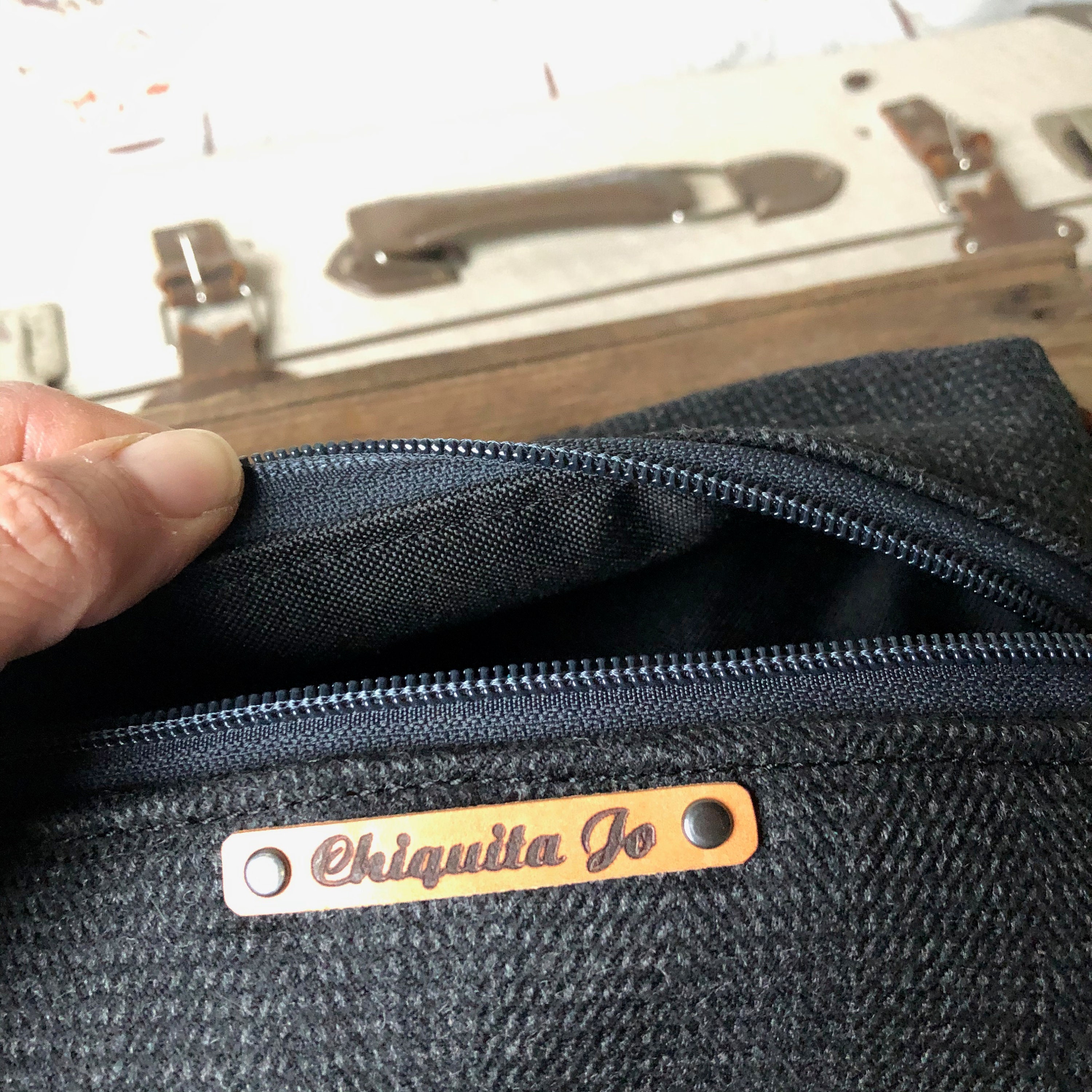 Wool felt cosmetic bag in two sizes Color Brown anthracite Etsy