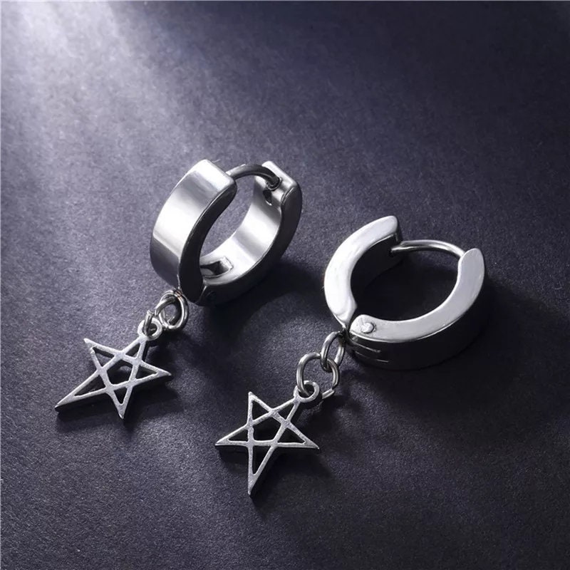 Small Stainless Steel Hexagram Pentagram Stud Earrings - Etsy