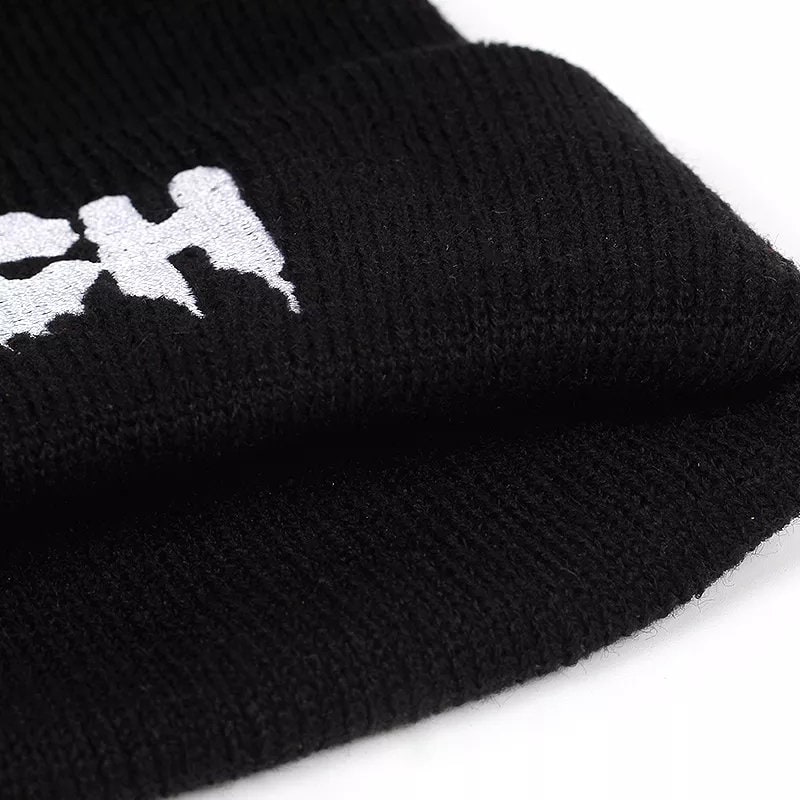 WITCH Witch Gothic Beanie Hat Acrylic Embroidered Letters - Etsy