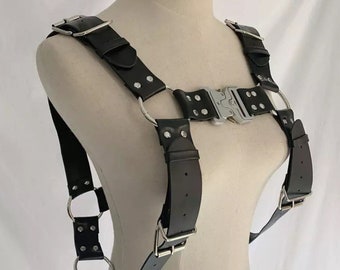 Garth - Techwear Harness, Darkwear Harness, Chest Harness, Buckle Harness, Cyberpunk, Goth Harness, Gothic Belt, Anime, Stainless Steel