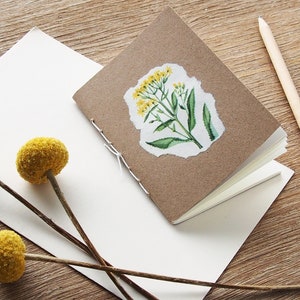 Senecio nemorensis kleine Notizbuch, floral Notizbuch mit leeren Seiten, botanische Ephemera Kraft Notebook, Bulk-Notebooks mit botanischer Kunst