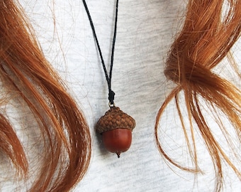 Real acorn necklace, Peter pan jewelry, acorn charm, acorn pendant necklace, forest necklace