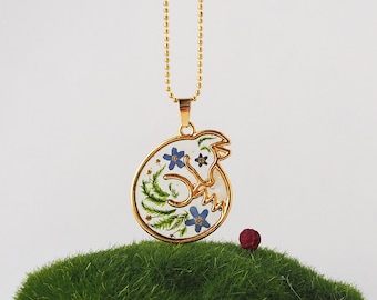 Lovely fox necklace, little prince fox pendant, gifts for fox lovers, gold fox pendant, resin fox silhouette, enchanted forest necklace