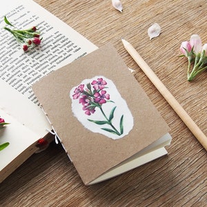 Dianthus kleine Notizbuch, rosa floral Notebook mit leeren Seiten, botanische Ephemera Kraft Notebook, Bulk-Notebooks mit botanischer Kunst