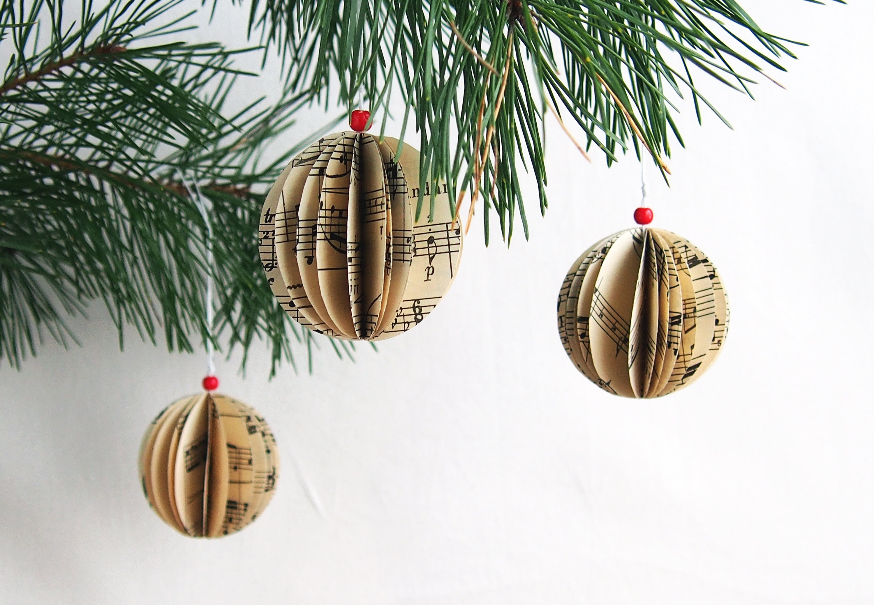 Set of Five Music Sheet Ornaments Custom Made Christmas | Etsy