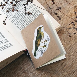 Song Thrush Tiny Notizbuch, Vogel Notizbuch, Notizbücher mit uni Seiten, Kraft Notizbuch mit Vintage Druck, wildes Notizbuch
