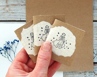 The Little Prince tiny notebook set, little prince journal, miniature notebook with little prince art, bulk notebooks, kraft notebook set