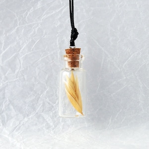 Mini bottle necklace with dried Oat flowers, enchanted forest necklace, glass vial necklace with tiny terrarium, cute glass vial pendant