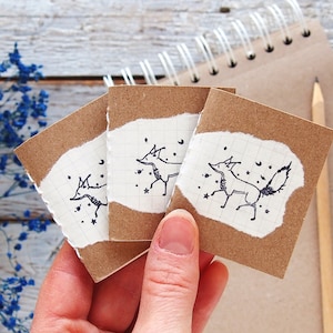 Little Prince fox tiny notebook set, fox journal, miniature notebook with little prince art, bulk notebooks with blank pages, kraft notebook