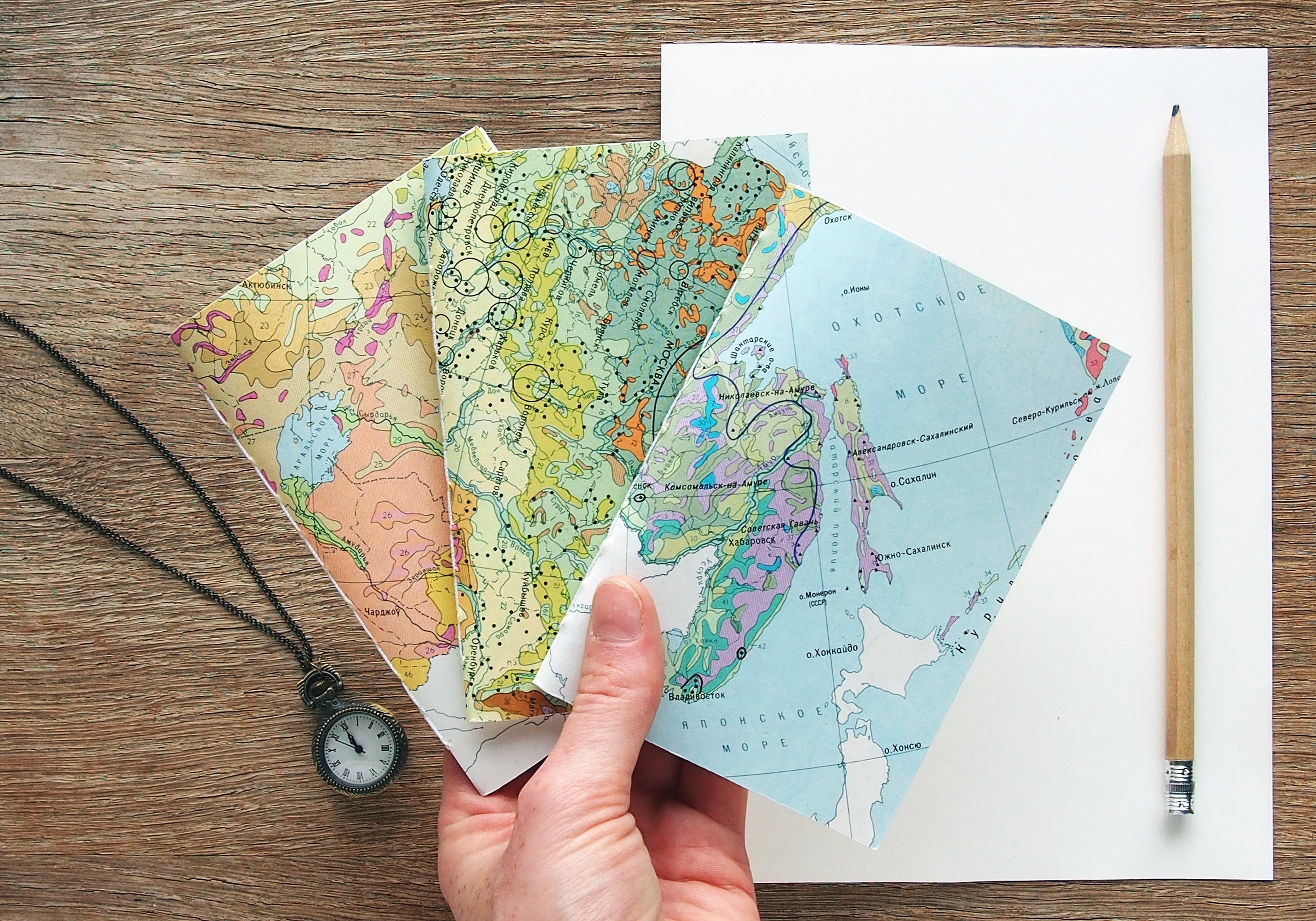 Set of Three Map Notebooks, Tiny Notebook With Old Map Cover, Bulk ...