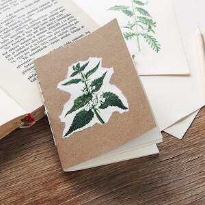 Brennnessel winzige Notebook, grüne floral Notizbuch mit leeren Seiten, botanische Ephemera Kraft Notebook, Bulk-Notebooks mit botanischer Kunst