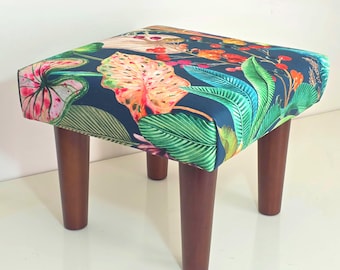 Tall Botanical velvet Foot stool