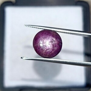 Rubí estrella natural natural de 7,55 quilates, cabujón redondo – Color rojo rojizo, calidad AAA.