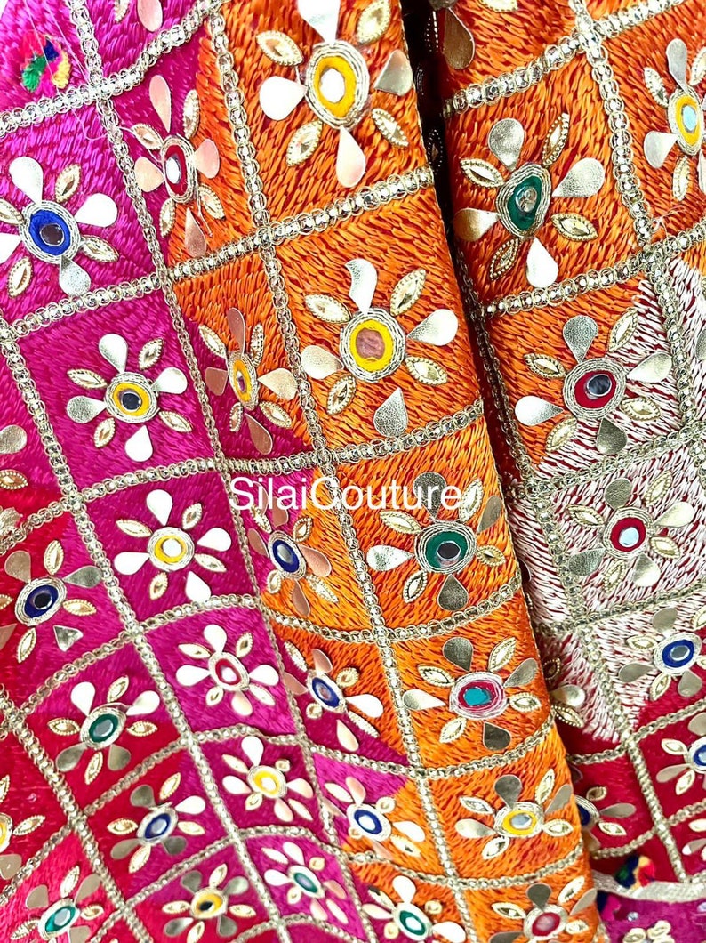 Handmade Amritsari Mirror Work Phulkari Dupatta for Women - Etsy