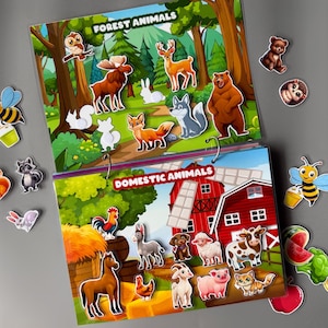 Personalized Busy Book | Montessori Busy Book | Animal, Food, Colors Matching | Velcro Activity Book for Toddlers