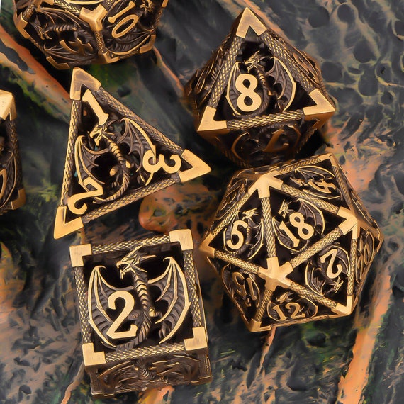 Hollow Metal Dice Set / Polyhedral Dice Set / Dungeons and Etsy
