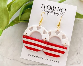 Crest stripes polymer clay earrings