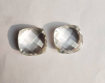 Natural Crystal Pair 17 ct. Shape cushion faceted Beautiful , top quality, Crystal Gemstone