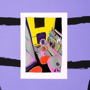 O banheiro - Impressão artística de risografia