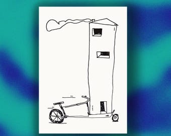 Bicicleta de carga — Impresión artística Risograph