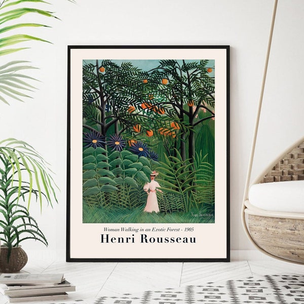 Henri Rousseau Print, Henri Rousseau  Dream, Henri Rousseau Poster, Henri Rousseau Woman Walking in an Exotic Forest, Henri Rousseau Canvas