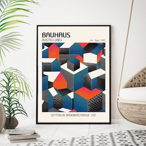 Bauhaus Poster, Bauhaus Print, Bauhaus Wall Art, Modern Home Decor, Bauhaus Exhibition Poster, Boho Art Print, Sütterlin Badenerstrasse